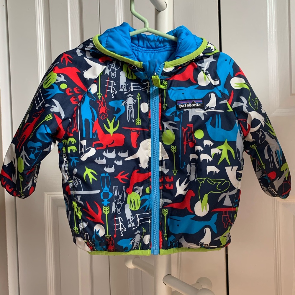 Two piece reversible snow suit with two hats